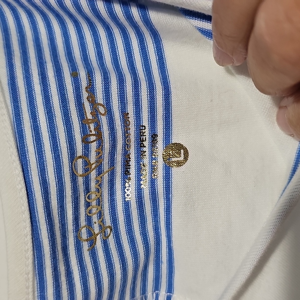 New Lilly Pulitzer Blue White Long Sleeve Marlowe Dress Coconut Stripe Sz Large - Picture 2 of 4